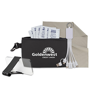 &ldquo;CAPETOWN&rdquo; 10 pcs Multi Charging Tech Kit in Black Mesh Zipper Pouch